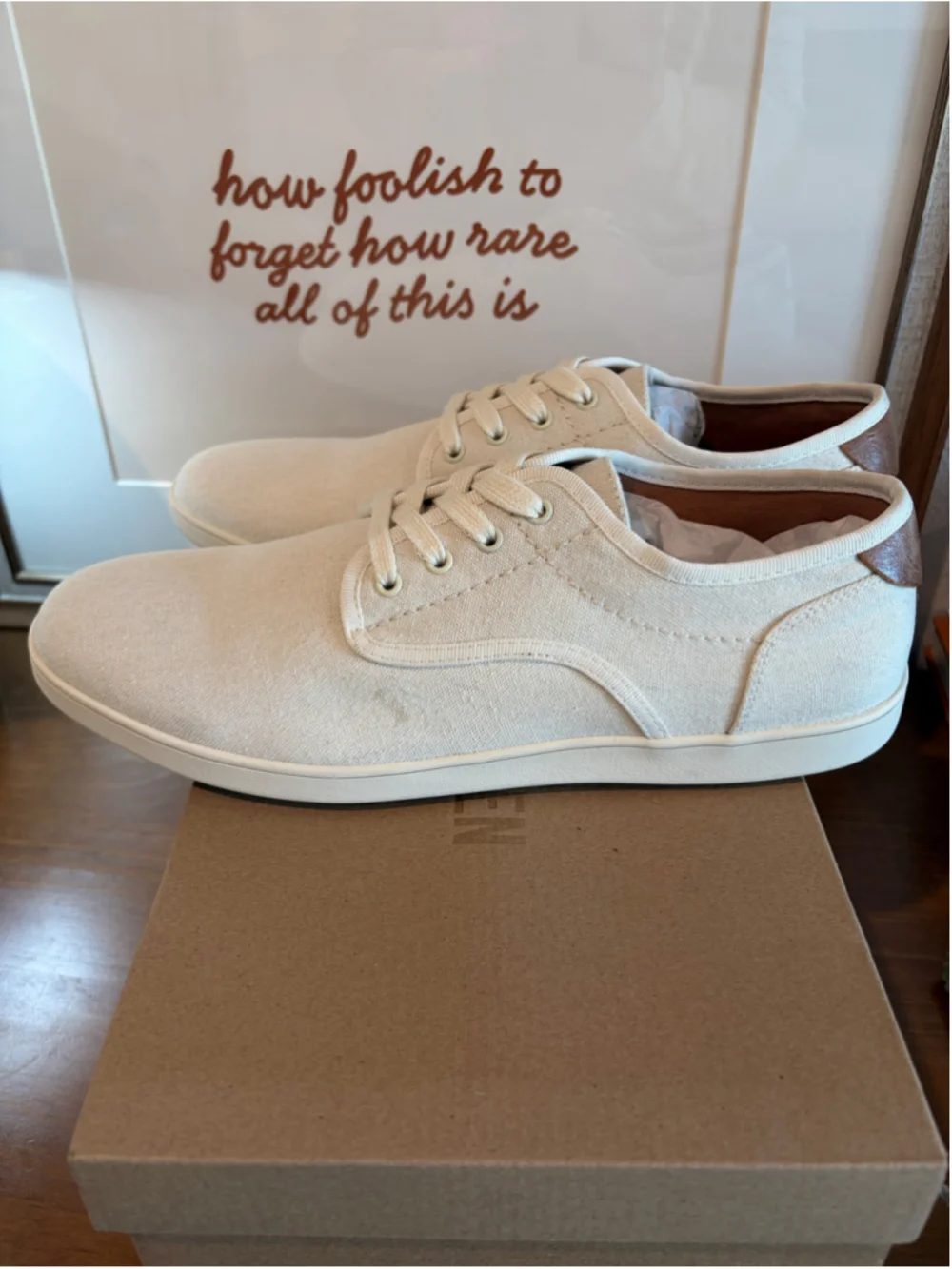 Steve Madden Fenta Canvas Sneakers Men's Size 12 Cream Fabric NIB New In Box